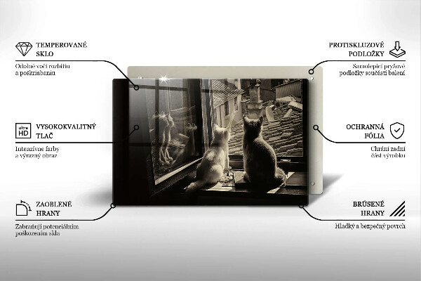 Tabla de cortar de vidrio Ventana y ciudad de gatos