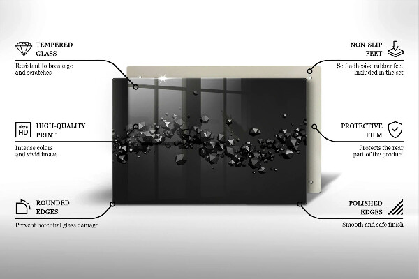 Tabla de cortar de vidrio Abstracción de formas 3d