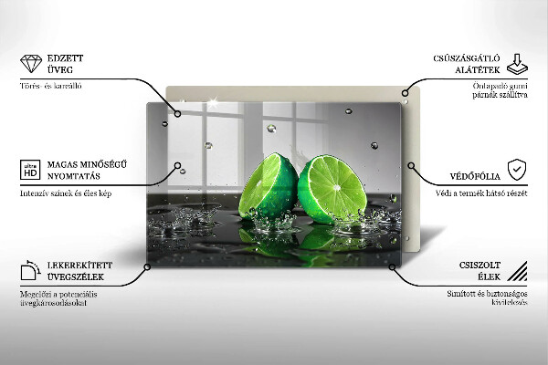 Tabla de cortar de vidrio Limas jugosas y agua