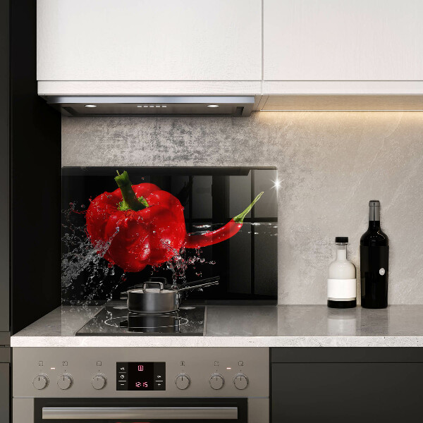 Tabla de cortar de vidrio Pimientos rojos en agua