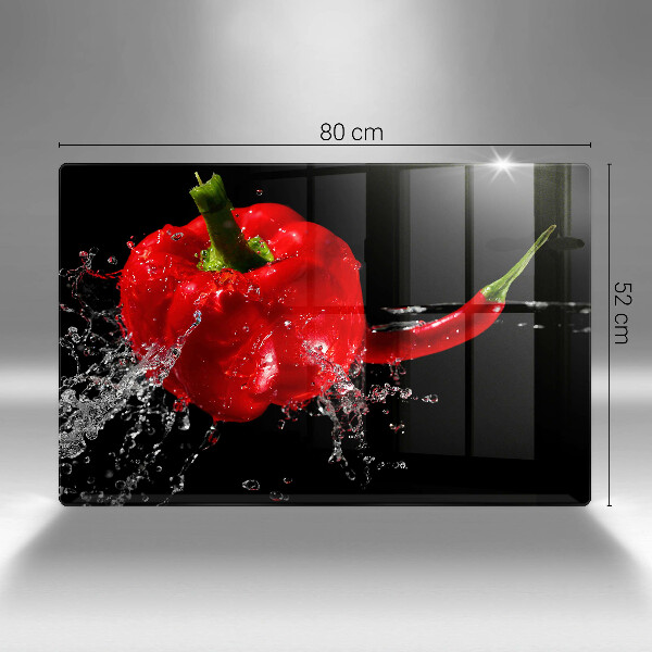 Tabla de cortar de vidrio Pimientos rojos en agua