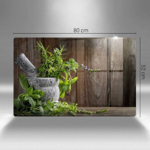 Tabla de cortar de vidrio Plantas hierbas y madera