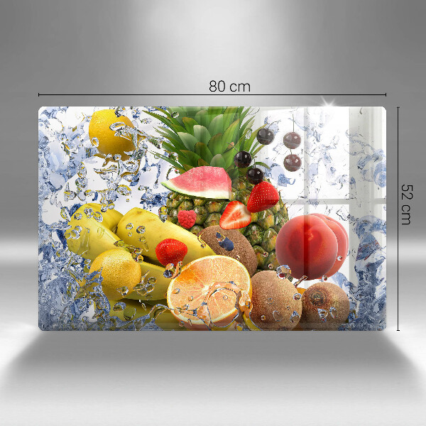 Tabla de cortar de vidrio Fruta jugosa y agua