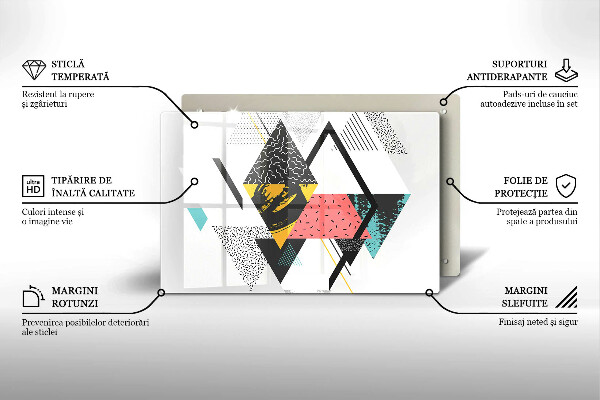 Tabla de cortar de vidrio Triángulos abstractos