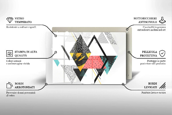 Tabla de cortar de vidrio Triángulos abstractos