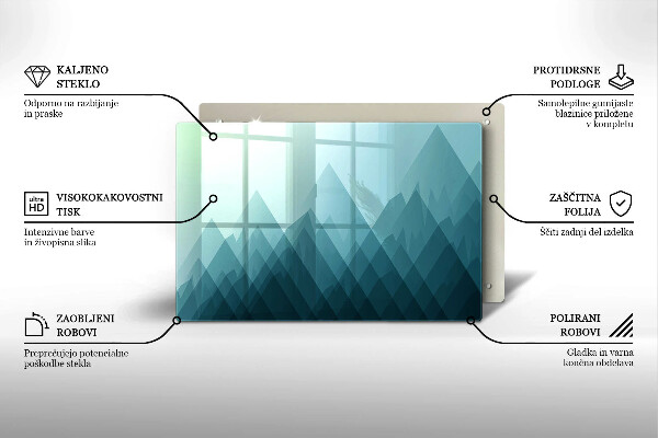 Tabla de cortar de vidrio Montañas abstractas