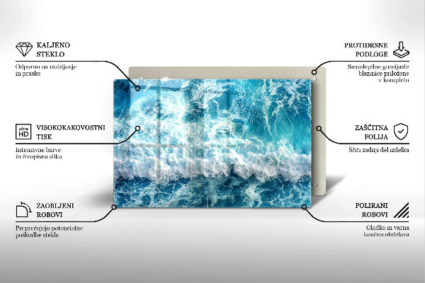 Tabla de cortar de vidrio Olas de agua de mar