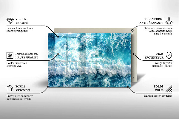 Tabla de cortar de vidrio Olas de agua de mar
