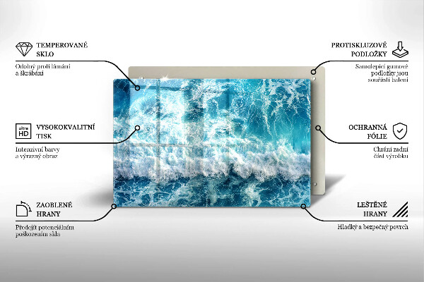 Tabla de cortar de vidrio Olas de agua de mar