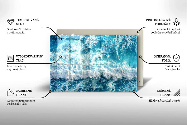 Tabla de cortar de vidrio Olas de agua de mar