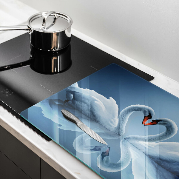 Tabla de cortar de vidrio Dos corazones de cisne