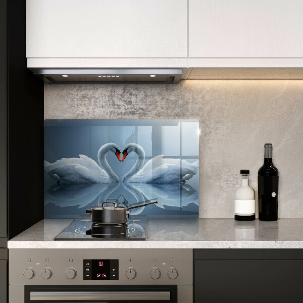 Tabla de cortar de vidrio Dos corazones de cisne