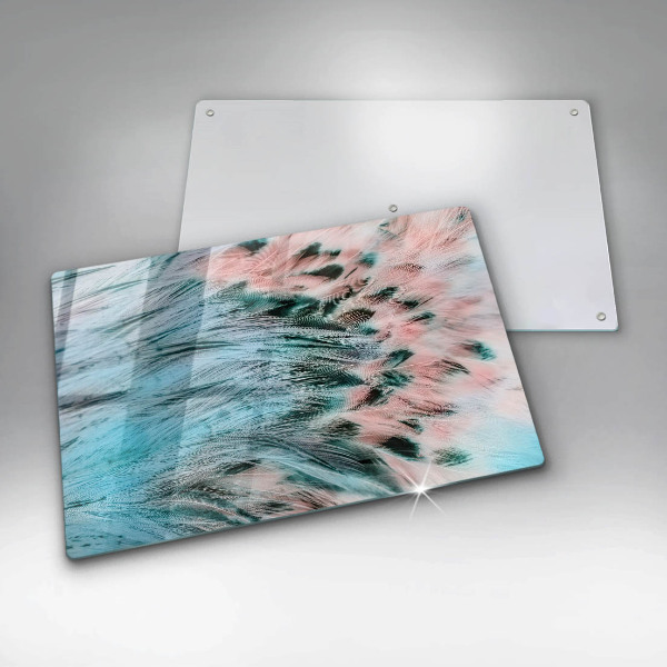 Tabla de cortar de vidrio Plumas de pájaro boho