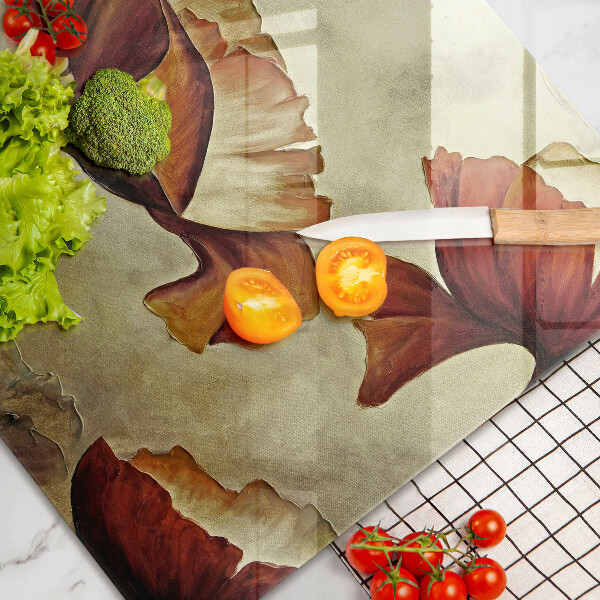 Tabla de cortar de vidrio Flores boho pintadas