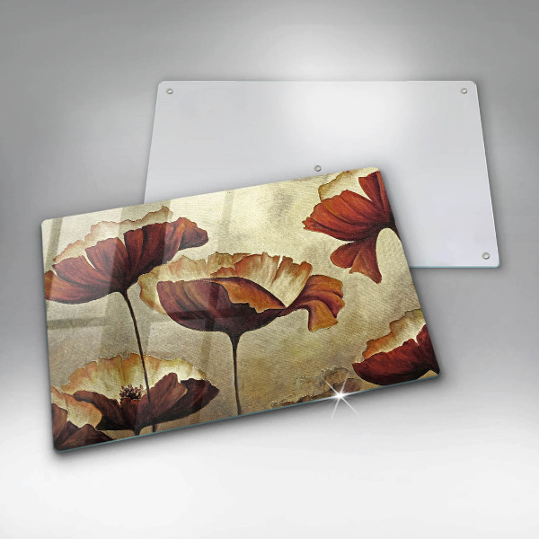 Tabla de cortar de vidrio Flores boho pintadas