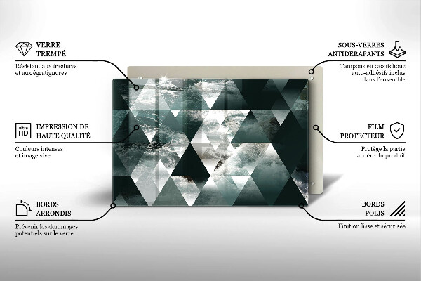 Tabla de cortar de vidrio Triángulos y agua