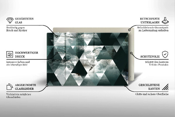 Tabla de cortar de vidrio Triángulos y agua