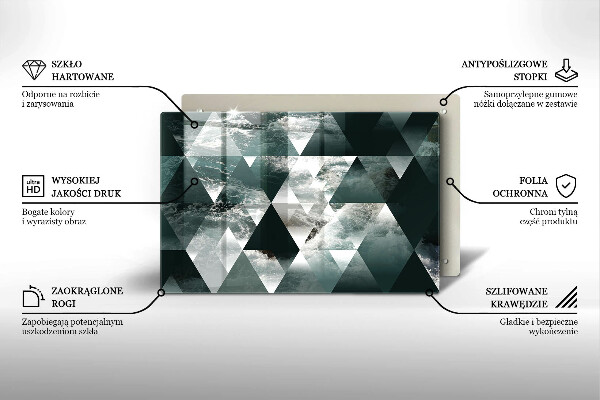 Tabla de cortar de vidrio Triángulos y agua