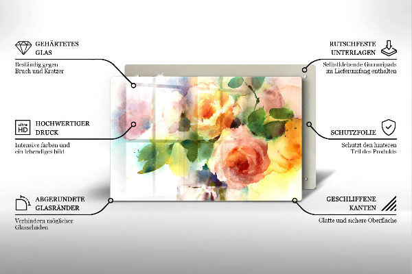 Tabla de cortar de vidrio Flores pintadas