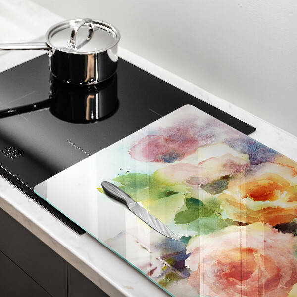 Tabla de cortar de vidrio Flores pintadas