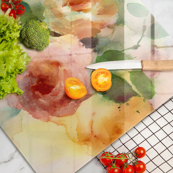 Tabla de cortar de vidrio Flores pintadas