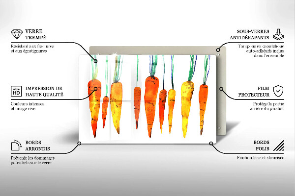 Tabla de cortar de vidrio Ilustración de zanahoria
