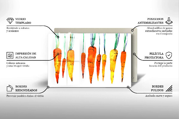 Tabla de cortar de vidrio Ilustración de zanahoria
