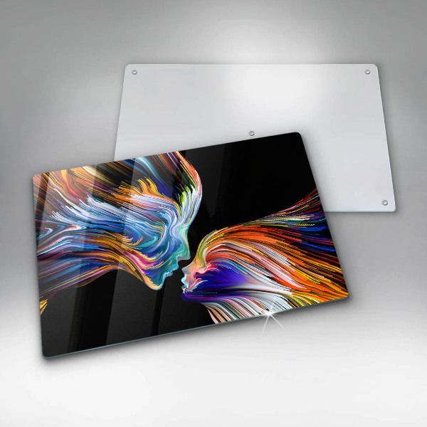 Tabla de cortar de vidrio Abstracción de beso