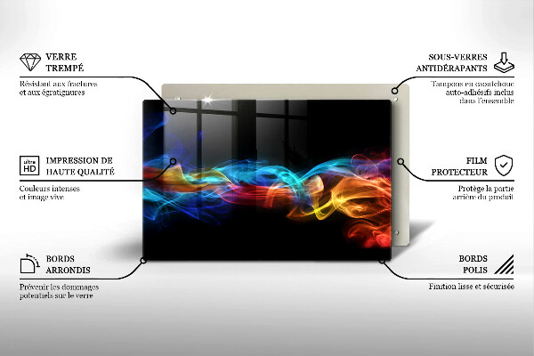 Tabla de cortar de vidrio Humo colorido