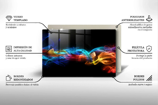 Tabla de cortar de vidrio Humo colorido