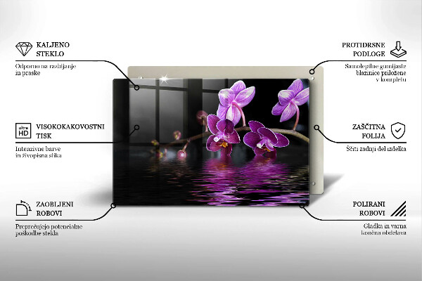 Tabla de cortar de vidrio Agua zen de orquídeas