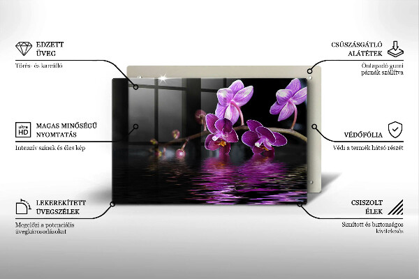 Tabla de cortar de vidrio Agua zen de orquídeas