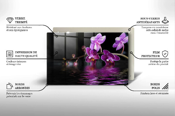 Tabla de cortar de vidrio Agua zen de orquídeas
