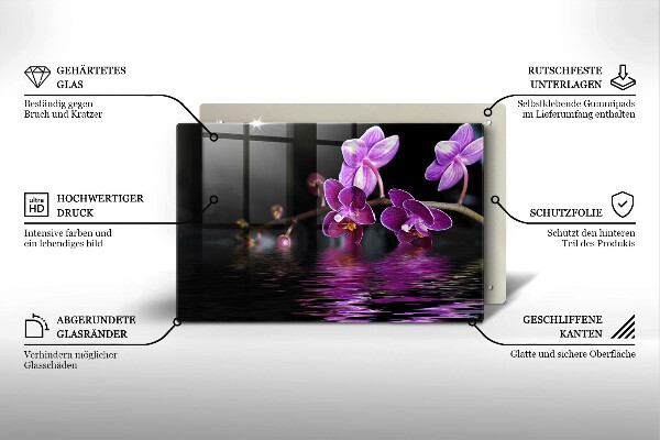 Tabla de cortar de vidrio Agua zen de orquídeas