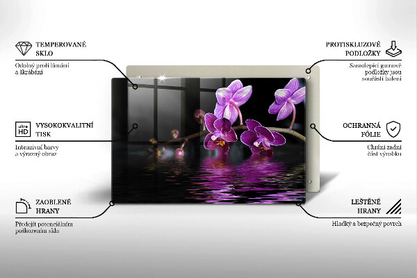 Tabla de cortar de vidrio Agua zen de orquídeas