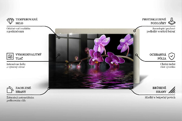 Tabla de cortar de vidrio Agua zen de orquídeas