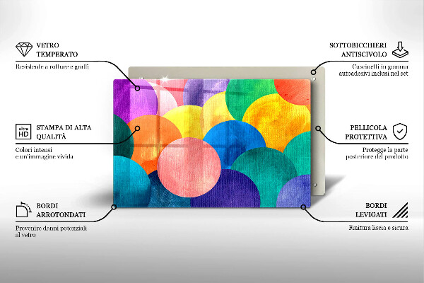 Tabla de cortar de vidrio Círculos de colores