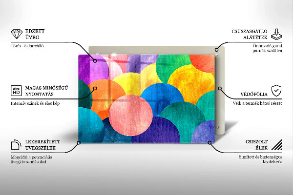 Tabla de cortar de vidrio Círculos de colores