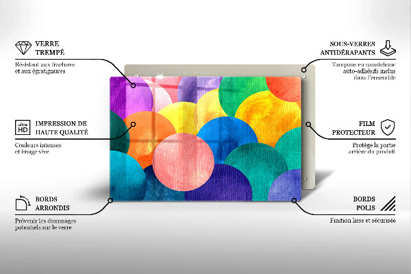 Tabla de cortar de vidrio Círculos de colores
