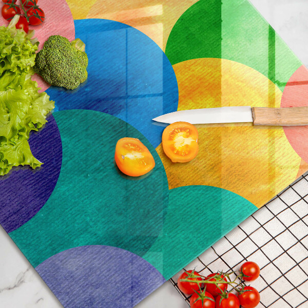 Tabla de cortar de vidrio Círculos de colores