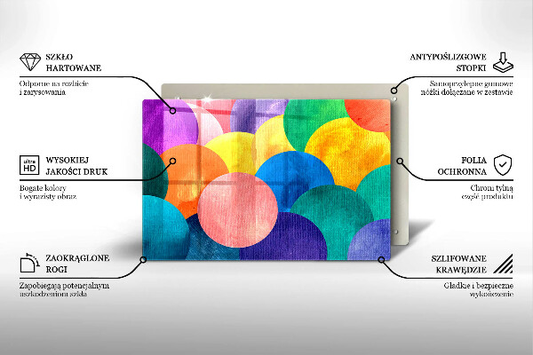 Tabla de cortar de vidrio Círculos de colores