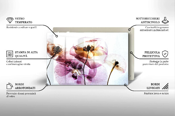 Tabla de cortar de vidrio Flores delicadas