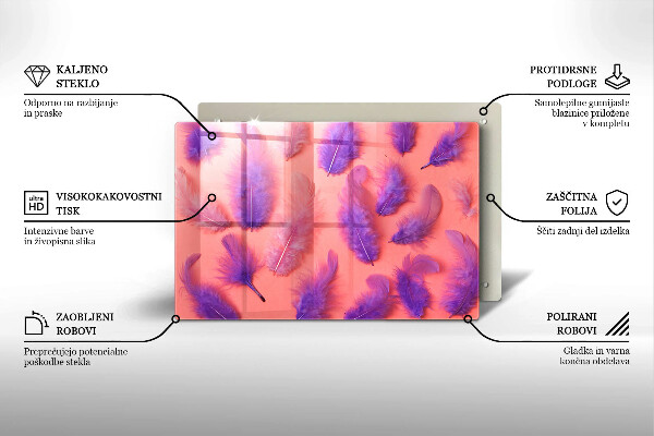 Tabla de cortar de vidrio Plumas esponjosas