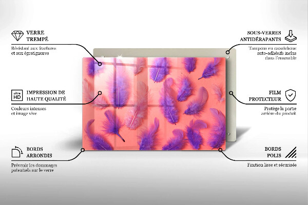 Tabla de cortar de vidrio Plumas esponjosas