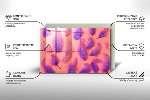 Tabla de cortar de vidrio Plumas esponjosas