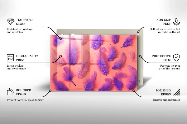 Tabla de cortar de vidrio Plumas esponjosas