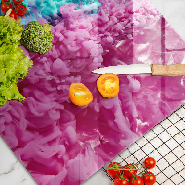 Tabla de cortar de vidrio Humo rosa turquesa
