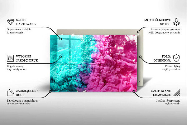 Tabla de cortar de vidrio Humo rosa turquesa