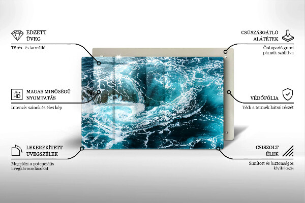 Tabla de cortar de vidrio Olas de agua espumosas
