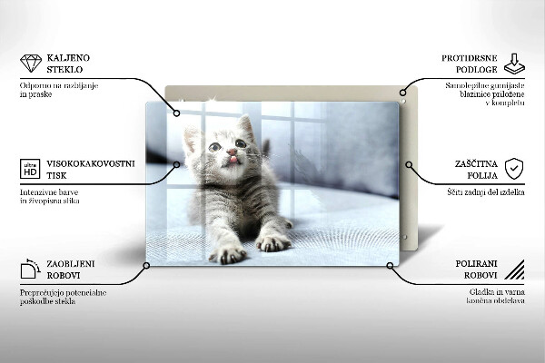 Tabla de cortar de vidrio Pequeño gatito lindo